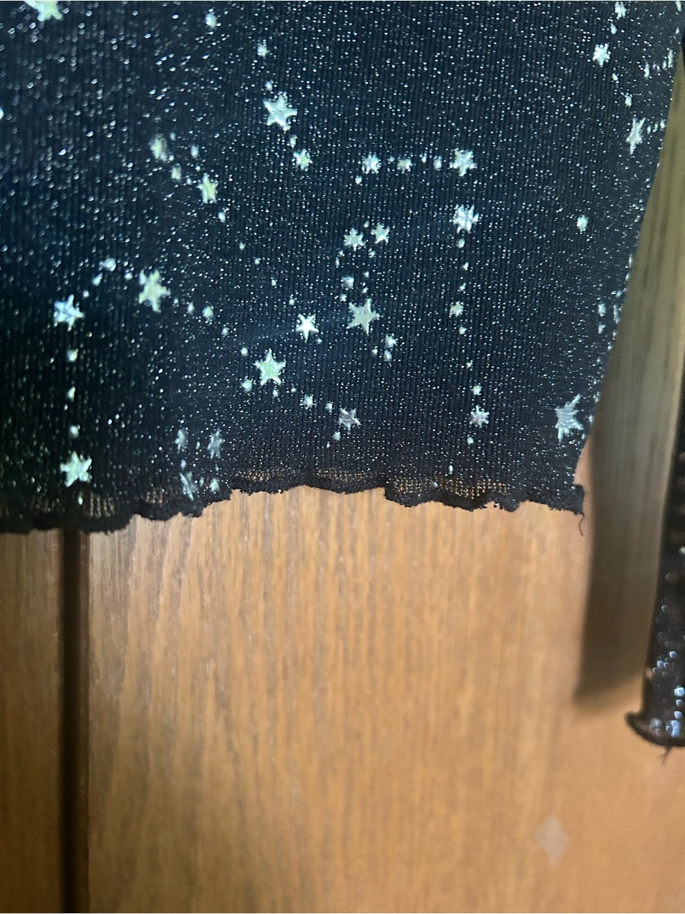 Sheer Star-Print Long Sleeve Top - Black - Picture 4 of 5